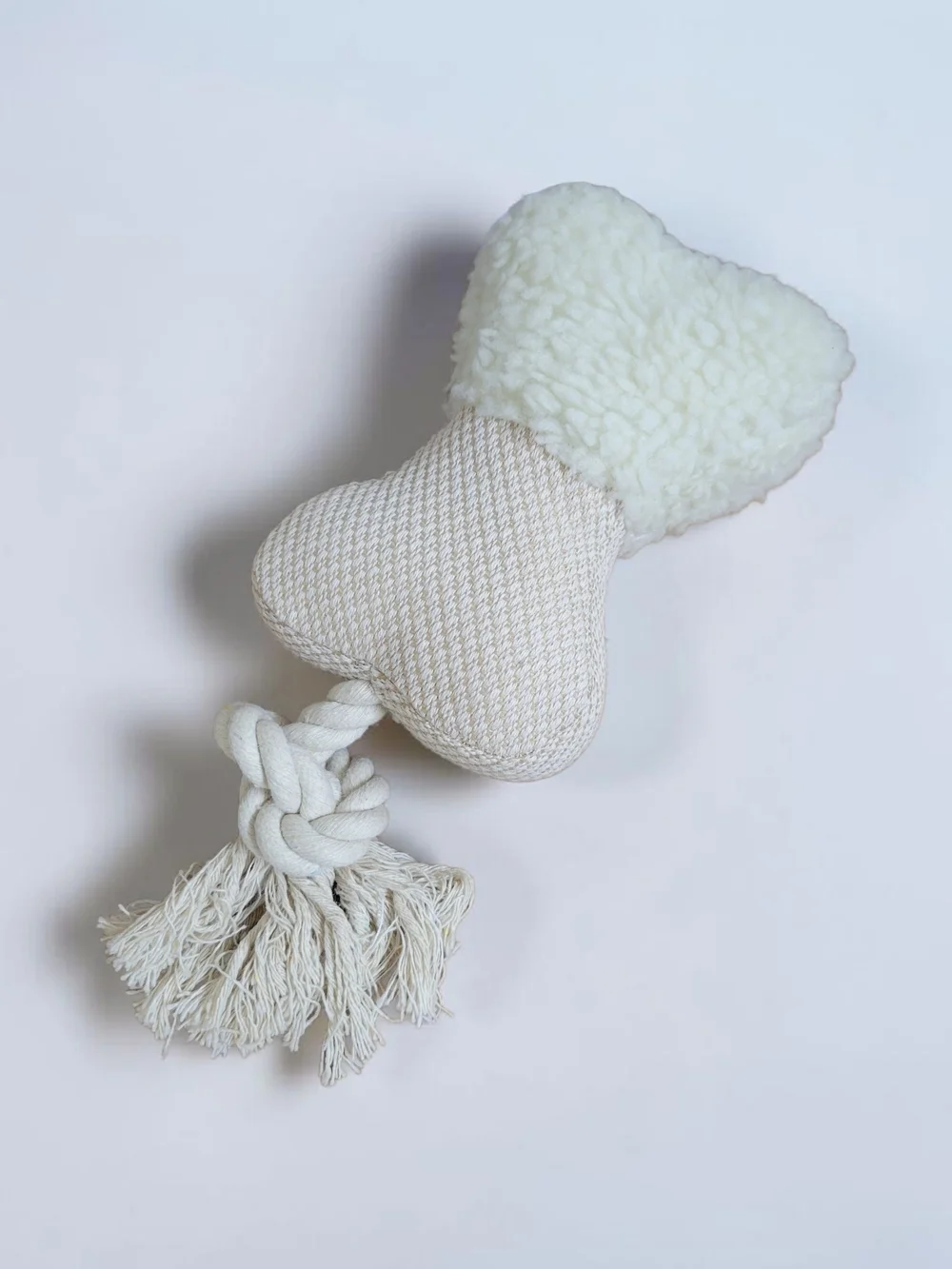 Plush Bone Dog Toy with Rope Tassel